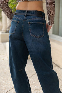 ERIN Mid-Rise Barrel Leg Dark Blue